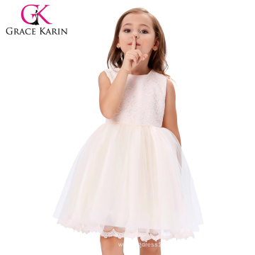 Grace Karin sans manches Tulle Netting Dentelle Flower Girl Princesse demoiselle d&#39;honneur Wedding Pageant Robe de soirée 2 ~ 12 ans CL010420-1